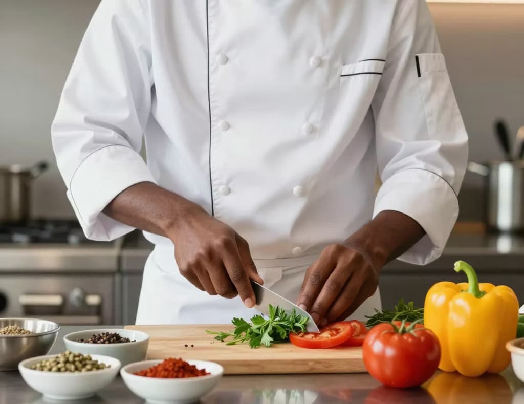 Chef preparing fresh ingredients for Occasions & Co. catering
